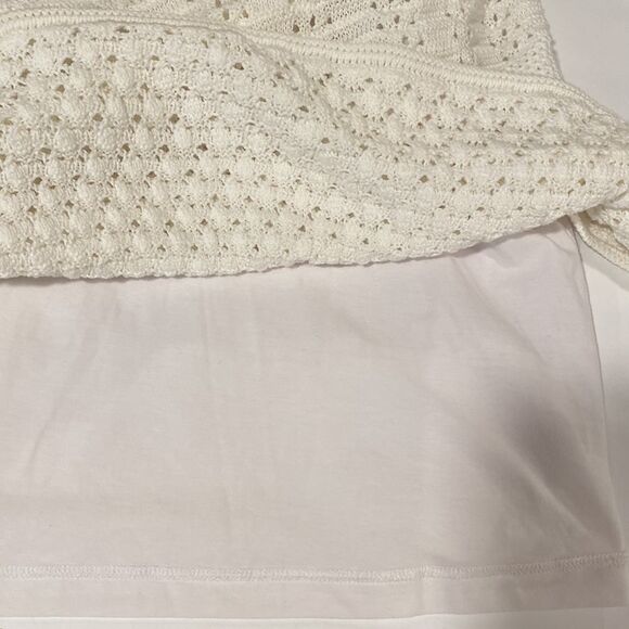 ❤️Last Chance Talbots white short sleeve cotton crochet peplum blouse top size M - Picture 5 of 8